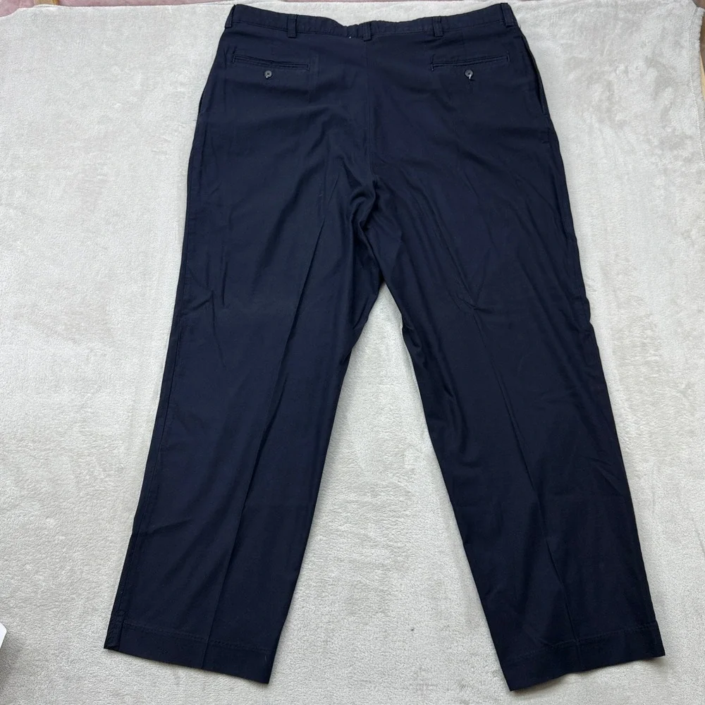 VTG Polo Ralph Lauren Chino Pants Mens 42x30 Navy Blue Double Pleated Cotton USA